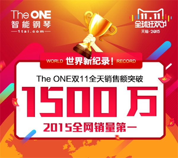 The ONE智能钢琴双十一再获全网销量第一